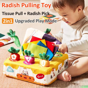 Baby Radish Pulling Toy Early Education Toy Bite-Safe Fabric Doll for Infants Toddlers 0-3 Years Old