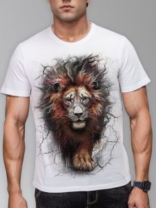 2026 Mens Lion Graphic Short-Sleeved T-Shirt 3D Printed Summer Round Neck Casual Versatile Daily Party Oversize Clothing Man