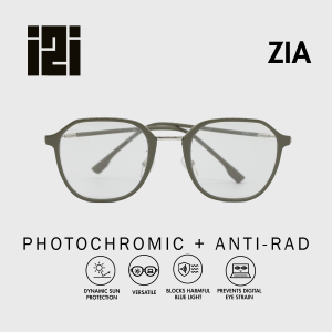 i2i New York Zia Photochromic Anti-Radiation Round Shape Eyeglasses with Copper Accents and Polycarbonate High Quality Materials