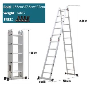 REAIM Tangga Lipat Aluminium 4.7M/3.7M/5.8M Meter Paduan Aluminium Teleskopik Tangga Teleskopik Multifungsi