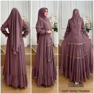 BISA COD!! One Set Gamis Syari Kode RENATA Bahan Ceruty Babydoll Premium By Ory AjeZas Collection