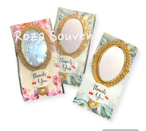 Souvenir 100Pcs Kaca Emas Perak Oval Kemas Alas Shaby