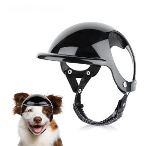ER52858 Cat Headwear Dog Helmets with Ear Holes Adjustable Strap Pet Helmet Hat Comfortable Head Protective Pet Ridding Cap Outdoor