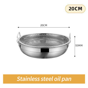 1 Set Stainless Steel Oil Strainer Pan with Fine Mesh Basket Frying Grilling Grease Filter Penapis Minyak