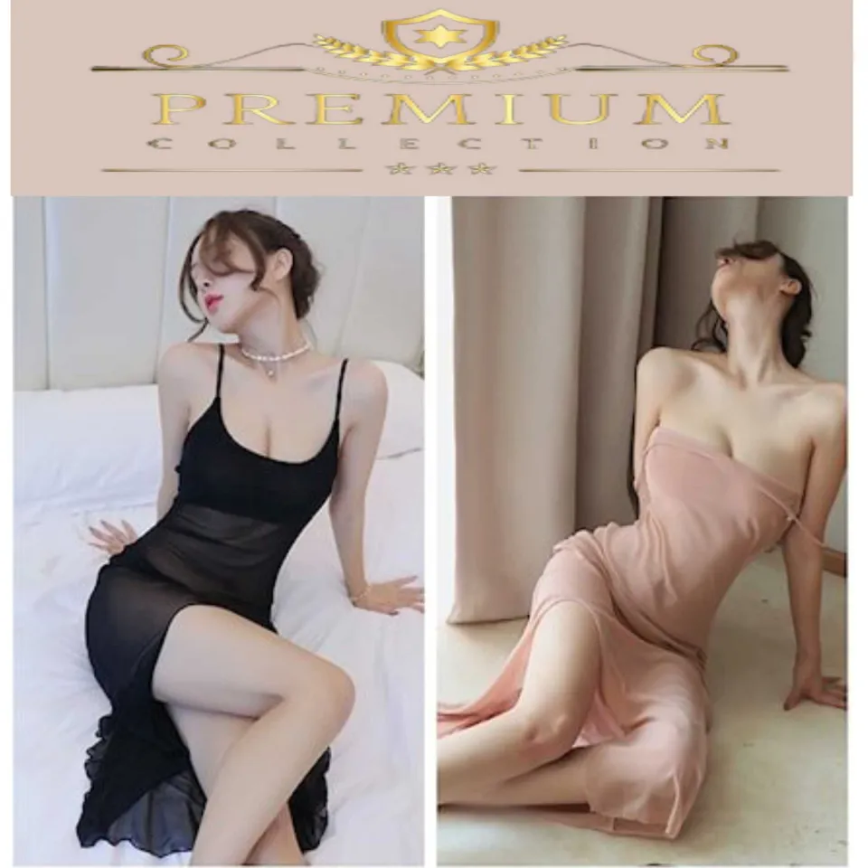 Set baju tidur panjang nakal Lingerie Sexy wanita dewasa piyama dres gaun  cewek menggoda hot model