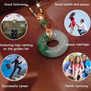 Hetian Jade Necklace Natural Green Nephrite Peace Button Pendant Womens Fine Jewelry Gift