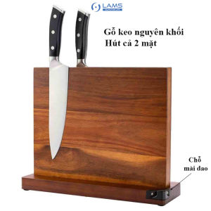 Giá dao nam châm để bàn 2 mặt gỗ hít 2 mặt | Không khoan tường