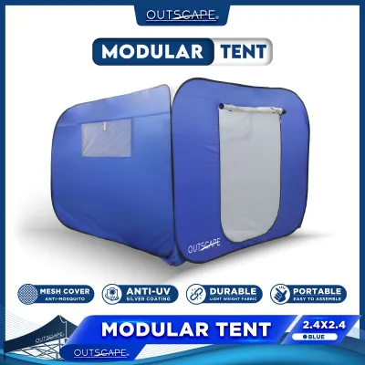 OUTSCAPE Modular Tent 1.8 height ANTI-MOSQUITO Mesh Cover Calamity Evacuation Emergency Isolation Tent Available in 2.4x2.4 and 2.5x2.5 sizes -Gold Mind Everyday Low Price