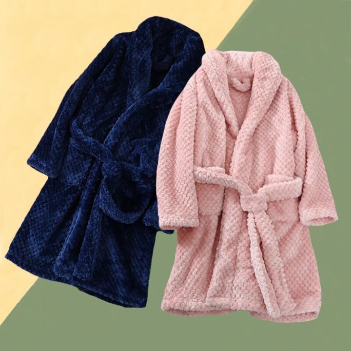 Kids Sleepwear Robe Autumn Winter Flannel Warm Bathrobe For Girls 416