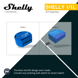 Shelly 1L (Wifi smart switch device for Single Gang Switch with No Neutral) *iOS Android *