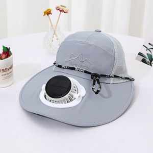 SKJK Mesh Sun Hat with Solar Fan Breathable Waterproof Solar Cooling Hat Convenient USB Recharging Wide Brim Fan Cap Outdoor
