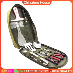 8 Pcs Camping Cooking Utensils Set Stainless Steel Camping Utensil Set Portable Outdoor Camp Cookware Set for Backpacking Outdoor Camping