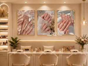 Tranh treo tường nail 5 trang trí decor tiệm nail bộ 3 tấm kèm đinh