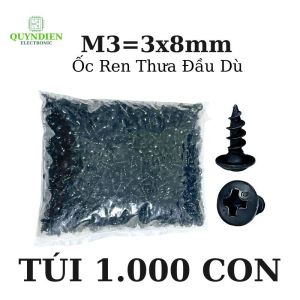 Hàng mới - Ốc Vít nhọn M3x8mm Đầu Dù Ren Thưa 1.000pcs - LinhKien HD audio