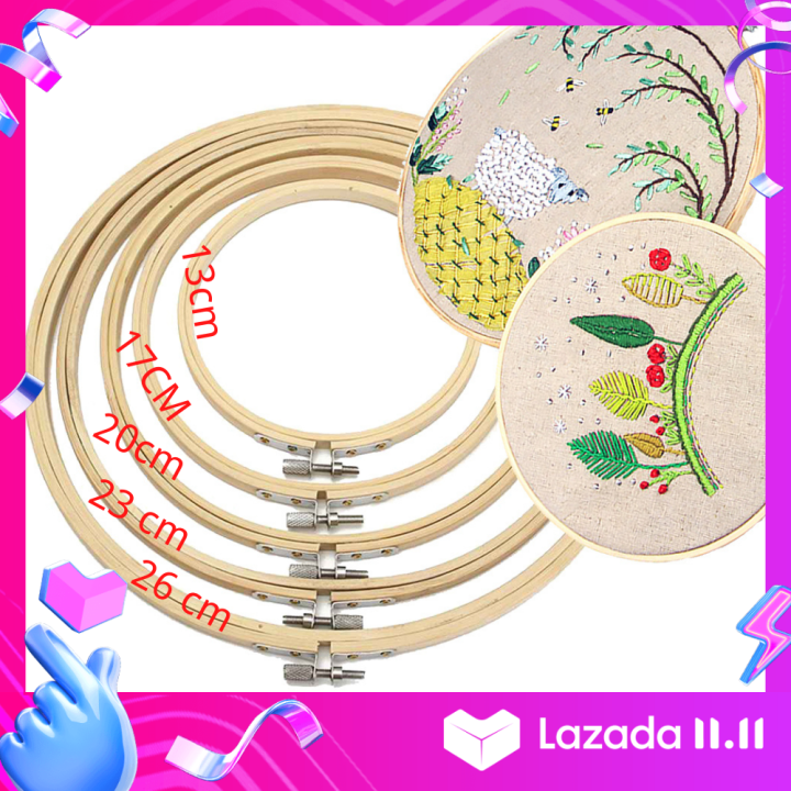 1pcs Cross Stitch Embroidery Hoop Ring Round Wood Bamboo Circle