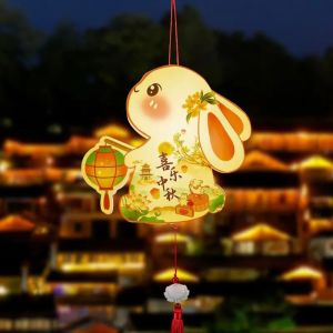MING1996 Moon Mid-Autumn Festival Lantern PVC Cartoon Lantern DIY Material Package Kawaii Handmade Rabbit Lanterns Mid-Autumn Festival