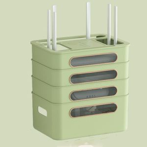 HUYAN Multifunctional WiFi Router Organizer Ventilation 2/3/4-Tier Router Storage Box Shielding Box Space Saving Cable Management Box Home Office Storage