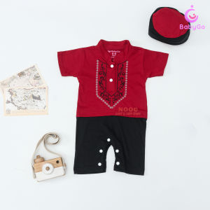 baju koko bayi umur 0-6 bulan free peci / romper koko bayi full bordir bahan adem / Koko Anak Premium Terbaru 2026 / Ootd Lebaran Bayi Laki Laki