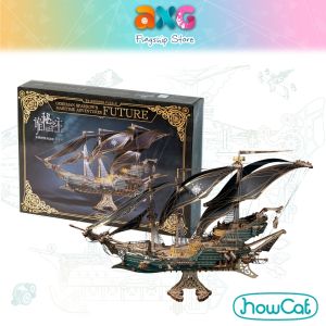 HowCat Corsair Future Green Pirate Ship DIY Wooden Puzzle (S735) 3D Wooden & Paper Puzzle
