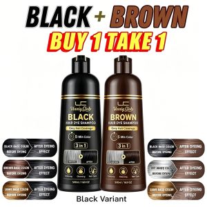 【Buy 1 Take 1】100% Gray Hair Coverage Black Hair Dye Shampoo Suitable For Men And Women Herbal Ingredients Hair Dye Shampoo 30-Day Effect 500ml Natural Herbal Ingredients