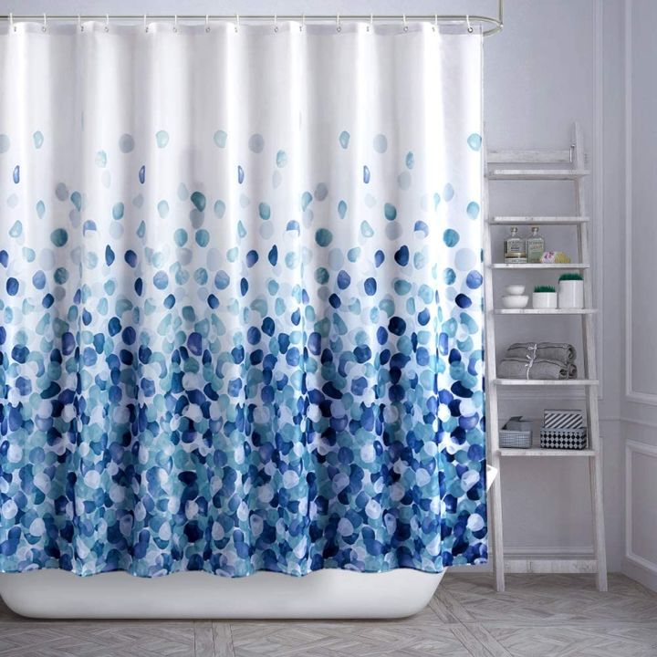 Shower Curtain for Bathroom with 12 Hooks, Polyester Fabric Machine