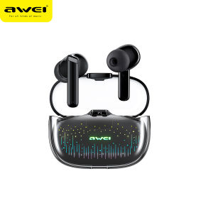 Awei T52pro ANC Wireless Bluetooth earbuds Transparent space capsule shell design Bluetooth V5.3 Bass In-Ear TWS Earphones With Mic smart Noise reduction Headphone HiFi Stereo Headset