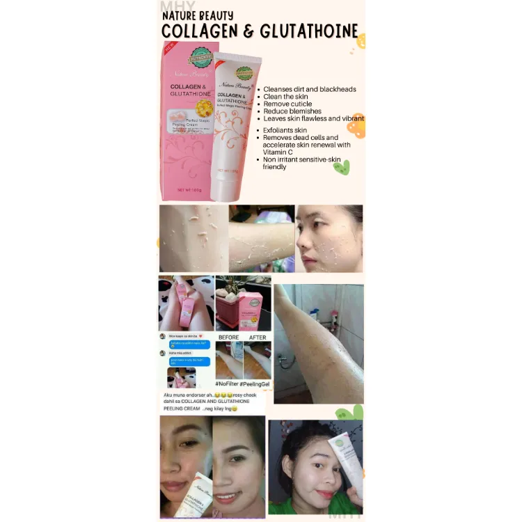 nature beauty collagen and glutathione reviews NATURE BEAUTY COLLAGEN & GLUTATHIONE- Nature Beauty Collagen and Glutathione  perfect magic peeling cream Gently action gel perfect for deep and thorough  exfoliation 100g - Lazada