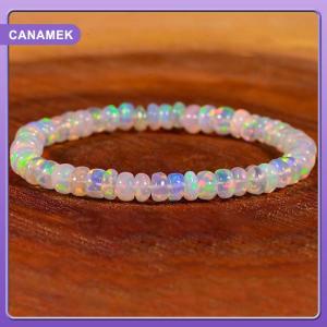 【CANAMEK】 Natural Opal Bracelet For Women Stretchable Elastic Rope Healing Crystal Jewelry Helps Maintain Emotional Balance