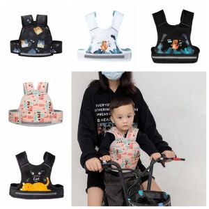 CHANBAEK Adjustable Motorcycle Seat Vest Strap Oxford Cloth Composite Sponge Kids Safety Seat Harness Portable Breathable Chest Safe Belt Children Aged 9M -10Y