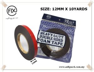 FIX #250 Double Sided PE Foam Tape (Heavy Duty) 12MM/18MM/24MM X 10YDS (Black)