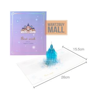 UMI 3D Creative Pop Up Birthday Cake Gold Greeting Card Handmade Kirigami Party Card Paper With Envelope Hari Lahir Kertas 生日贺卡