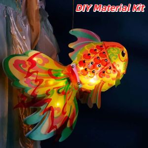 okdeals01 lantern chinese灯笼 traditional 中秋节灯笼 Handmade Goldfish Lantern DIY Traditional Glowing Paper Lamp Kit Handheld Light Toy Safe Mid Autumn Craft Kids