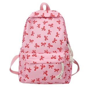 OWMXZL 1Pcs Large Capacity Bow Backpack Lightweight Cute Teenagers Shoulder Bag Durable Nylon Students School Bag for Girls