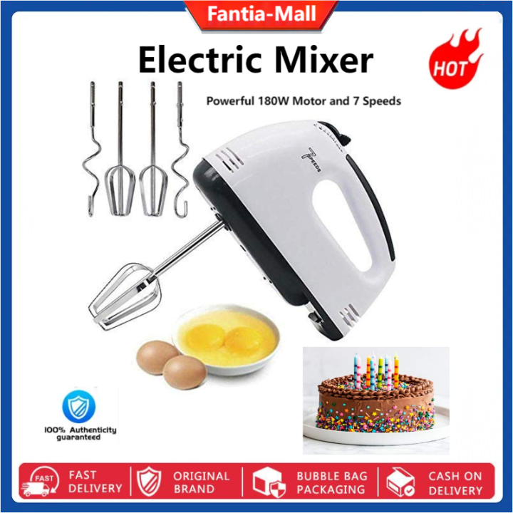 【FantiaMall】Hand Mixer 7 Speed Dough Hand Mixer Egg Beater Food