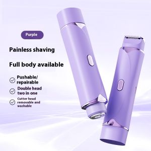 Electric Shaver for Women Waterproof Wet & Dry 2 in 1 Double Head Cordless Epilator Razor Hair Remover for Body Leg Underarm Bikini