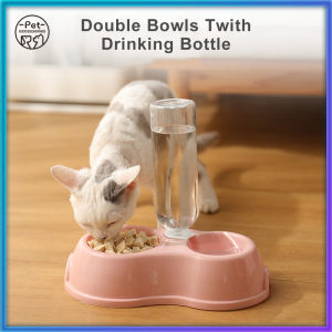 Pet Cat Dog bowl 2 in 1 Feeder Bowl / Drinking Bottle Full Set Puppy Kitty Food Bowls Water Bowls