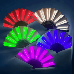 IFFINE Silk LED Fan Folding Luminous Discoloration Fan Fun LED Light Handheld Fans Bar Stage