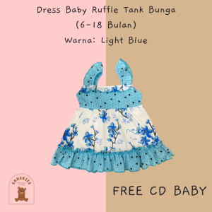 Dress Bayi Perempuan Ruffle Tank Bunga Aneka Warna untuk Anak 6 - 18 Bulan Free Celana Dalam Bayi Murah Terjangkau / Dress Baby Gaun Bayi Bahan Katun / Bisa COD Bayar di Tempat