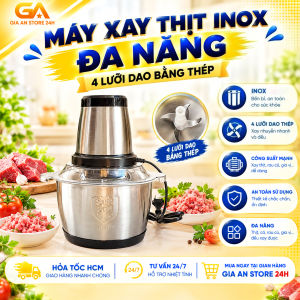 Máy Xay Thịt Cầm Tay Cối Inox Đa Năng Công suất 250W Xay Cua Cá Tỏi Ớt Rau Củ Quả
