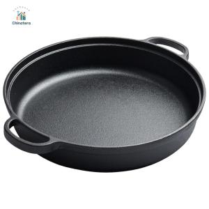 8.7/9.8/11/11.8inch Cast Iron Frying Pan with Double Handles Baking Tray for Bread Baking Outdoor Cooking Camping