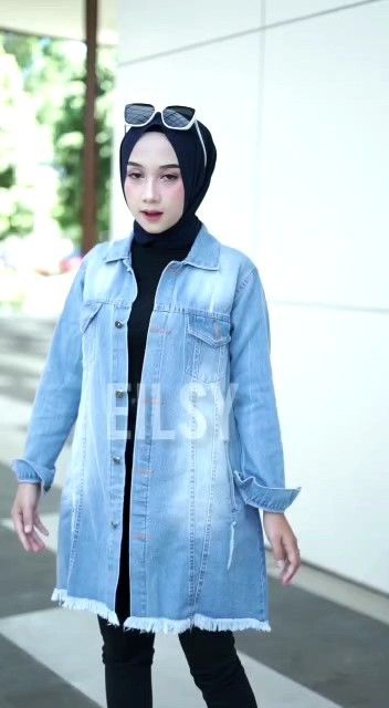 jaket jeans tunik hijab/jaket jeans wanita/premium/terbaru