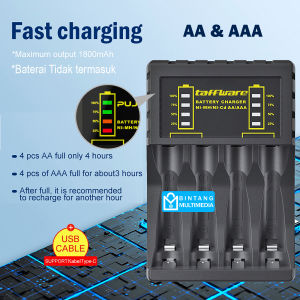 Taffware Charger Baterai AA AAA 4 Slot LED Cas Casan Batre A2 A3 Isi Ulang Otomatis Auto Cut Off PJL