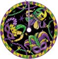 Mardi Gras Christmas Tree Skirt, 48 Inches Lace-up Fleur De Lis Mask New Orleans Carnival Tree Skirt, Love Heart Beads Masquerade Holiday Party Indoor Decoration Home Decor. 