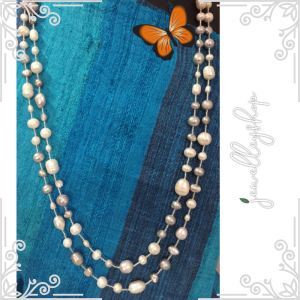 สร้อยคอมุกแท้ WG มุกธรรมชาติยาว 60 นิ้ว สีขาว-เทา ปรับแต่งสวมใส่ได้หลากหลาย