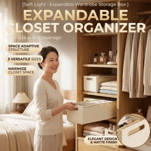 【SG Stock】Extendable Wardrobe Drawer Organizer Adjustable Closet Storage Box