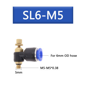 MSL Fitting Pneumatic Speed Control SL Drat M5 Selang 4mm 6mm - 4mm