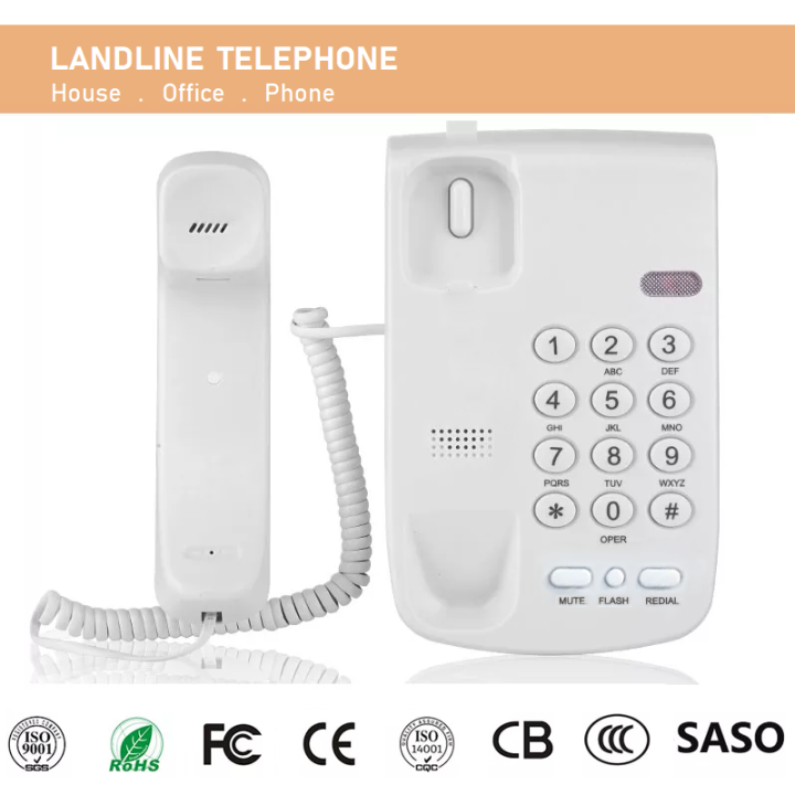 Landline Telephone Wall Mount Home Office Corded Phone Desktop