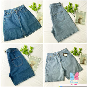 Quần đùi jean nữ từ 45-51kg dày không giãn lưng dây kéo ống rộng lưng cao - quần sọt nữ - quần short nữ jean - hàng đẹp - QU058