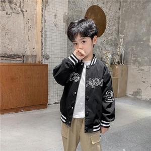 SOLANNA แจ็คเก็ตเด็กชาย ชุดหล่อเด็กชาย การออกแบบกราฟิกอย่างมีสไตล์ เสื้อแจ็คเก็ตเบสบอลแฟชั่นลำลองสำหรับเด็กผู้ชายผ้าฝ้ายฤดูใบไม้ร่วง24718