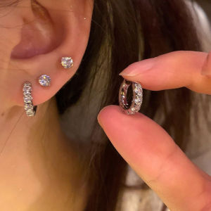 Hmeme 4 cái bộ thời trang tinh tế pha lê zircon Hoop Bông tai cho phụ nữ cô gái hàng ngày Stud Bông tai Y2K phụ kiện đồ trang sức quà tặng